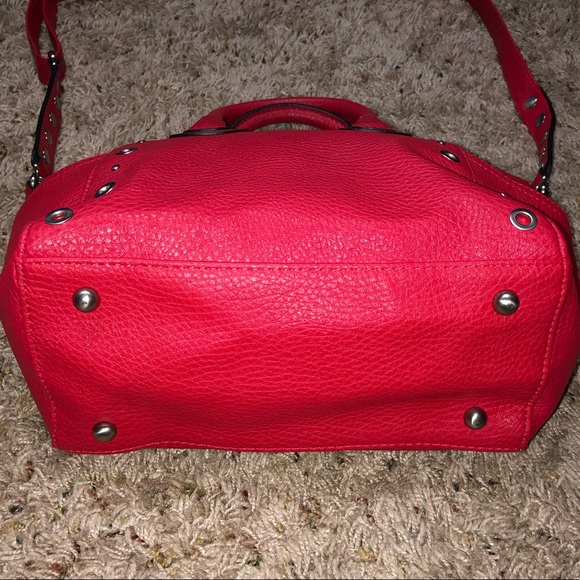 NWOT SAM & LIBBY RED LEATHER SATCHEL W LONG STRAP - Picture 3 of 10